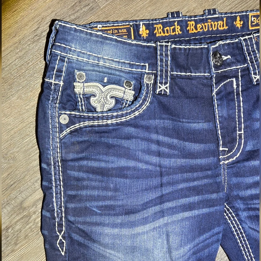 Rock Revival Slim Straight Mens Jeans Size 34 - Picture 9 of 16